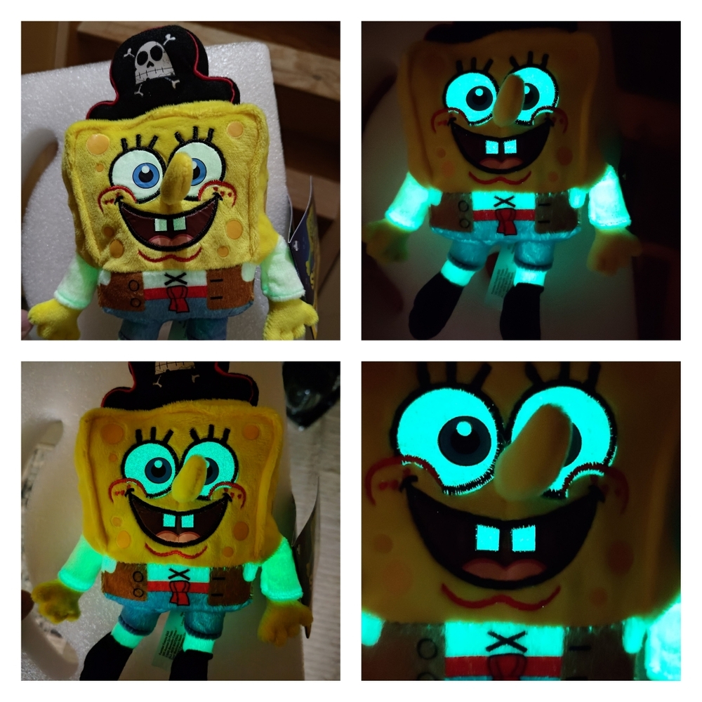 SOFT PLUSH Glow In The Dark 'Search For SPONGEBOB SQUAREPANTS MOVIE' Figure Toy